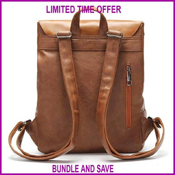 Vegan Leather Laptop Backpack Daypack Travel Bookbag Unisex